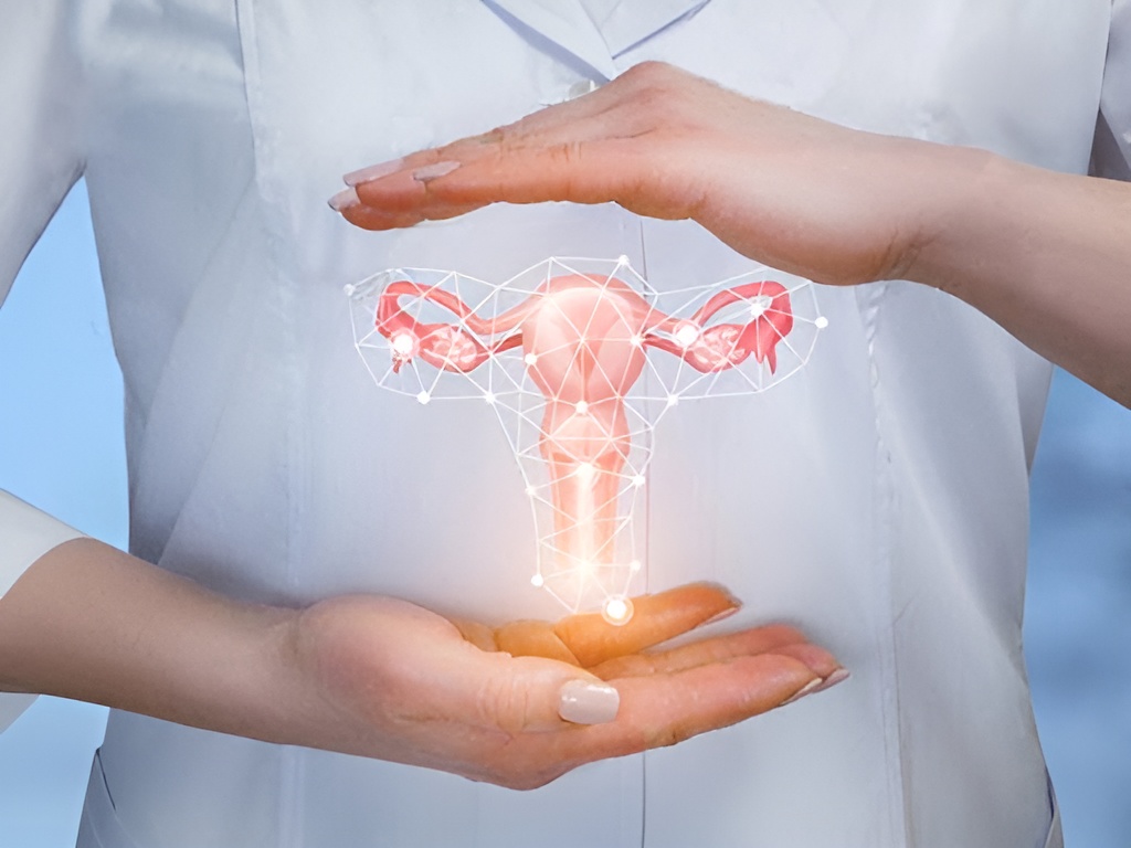 infographics of gynecologists in Lviv with hologram uterus